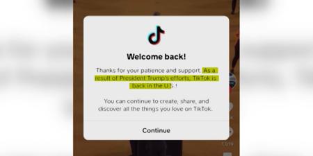 "بفضل جهوده".. تيك توك تشيد بترامب بعد عودة المنصة لمستخدميها بأمريكا - الأول نيوز
