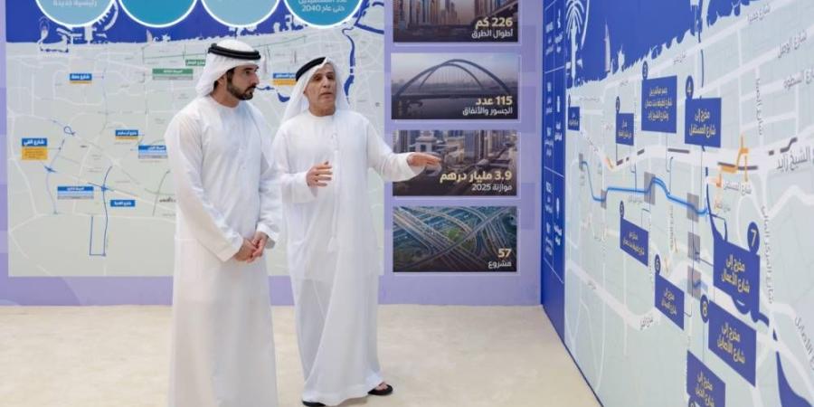 حمدان بن محمد يطّلع على سير العمل في عدد من محاور الطرق الاستراتيجية والبرنامج الزمني لتنفيذها